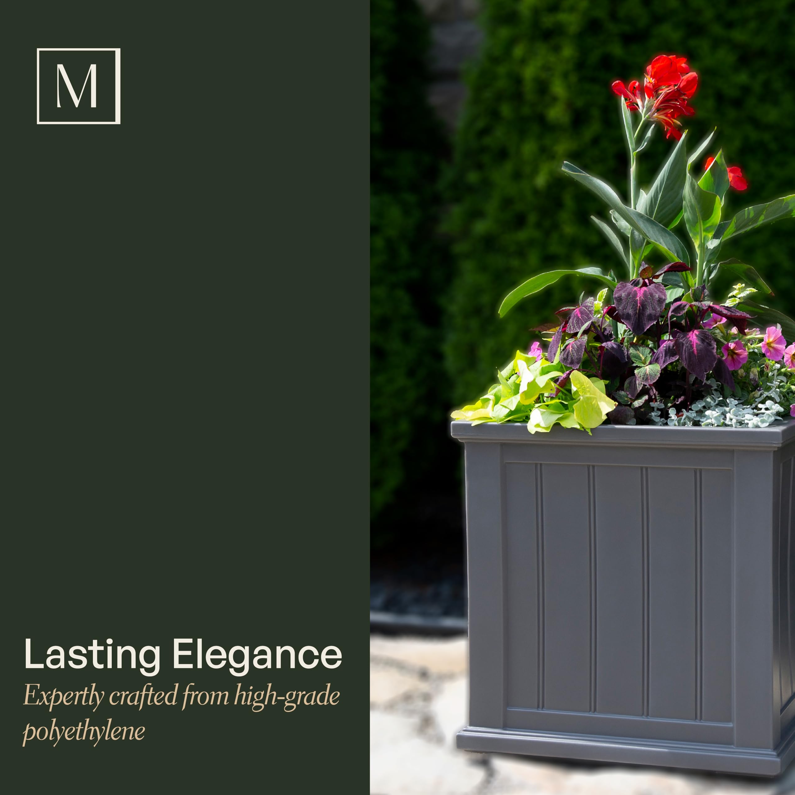 Mayne 4838-W Cape Cod 20x20 Square Polyethylene Planter, 20" x 20", White - Image 5