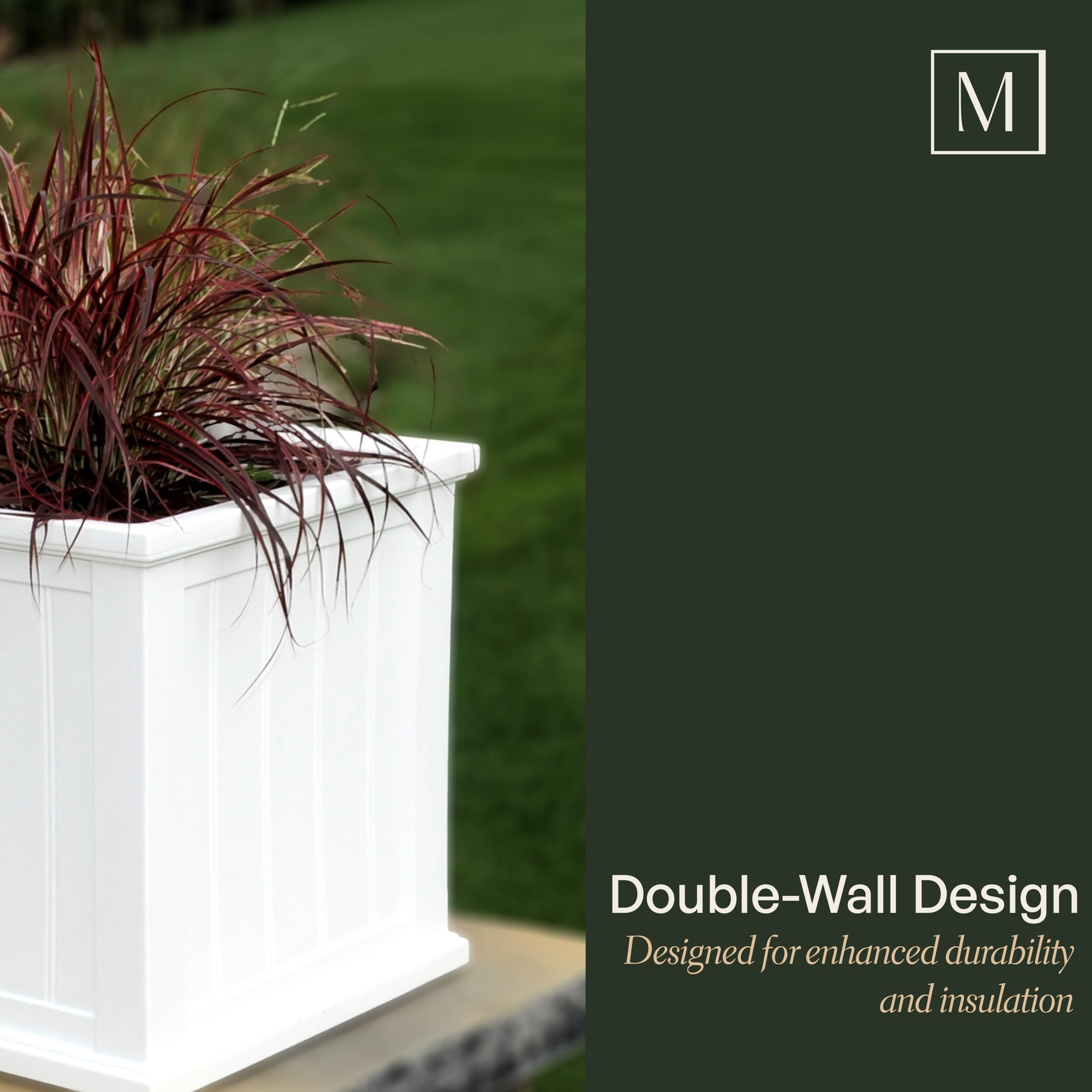 Mayne 4838-W Cape Cod 20x20 Square Polyethylene Planter, 20" x 20", White - Image 7