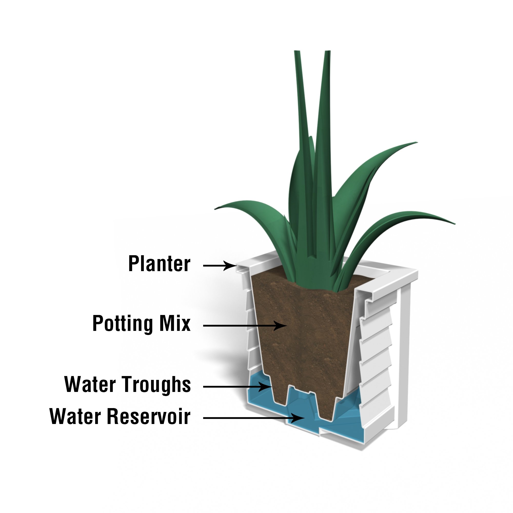Mayne 5866-B Lakeland Square Patio Planter, 16x16, Black - Image 6