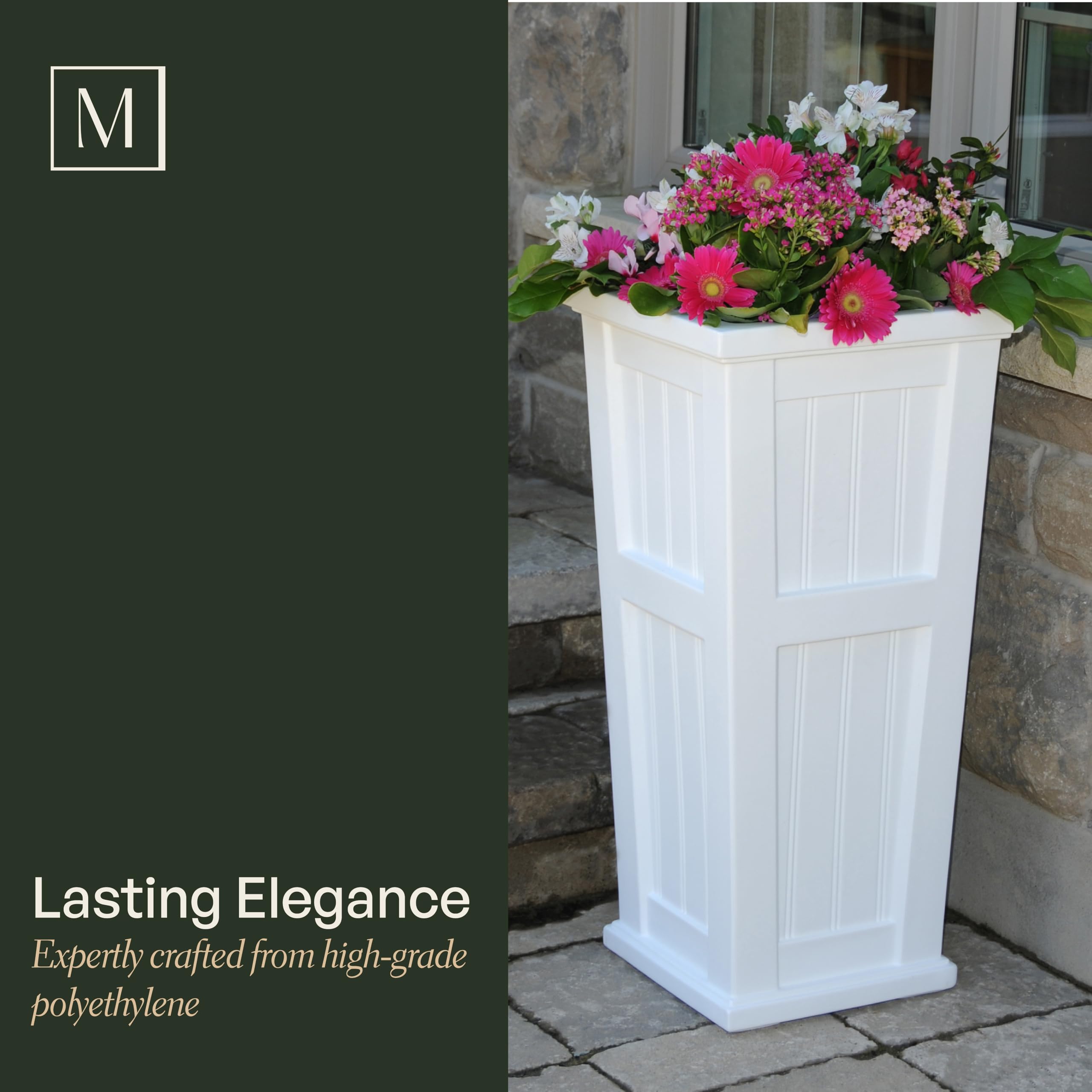 Mayne Cape Cod 32-Inch Tall Planter – Self-Watering, Weather-Resistant Planter for Flowers – Durable Outdoor Design for Patio, Porch, or Entryway - Image 3