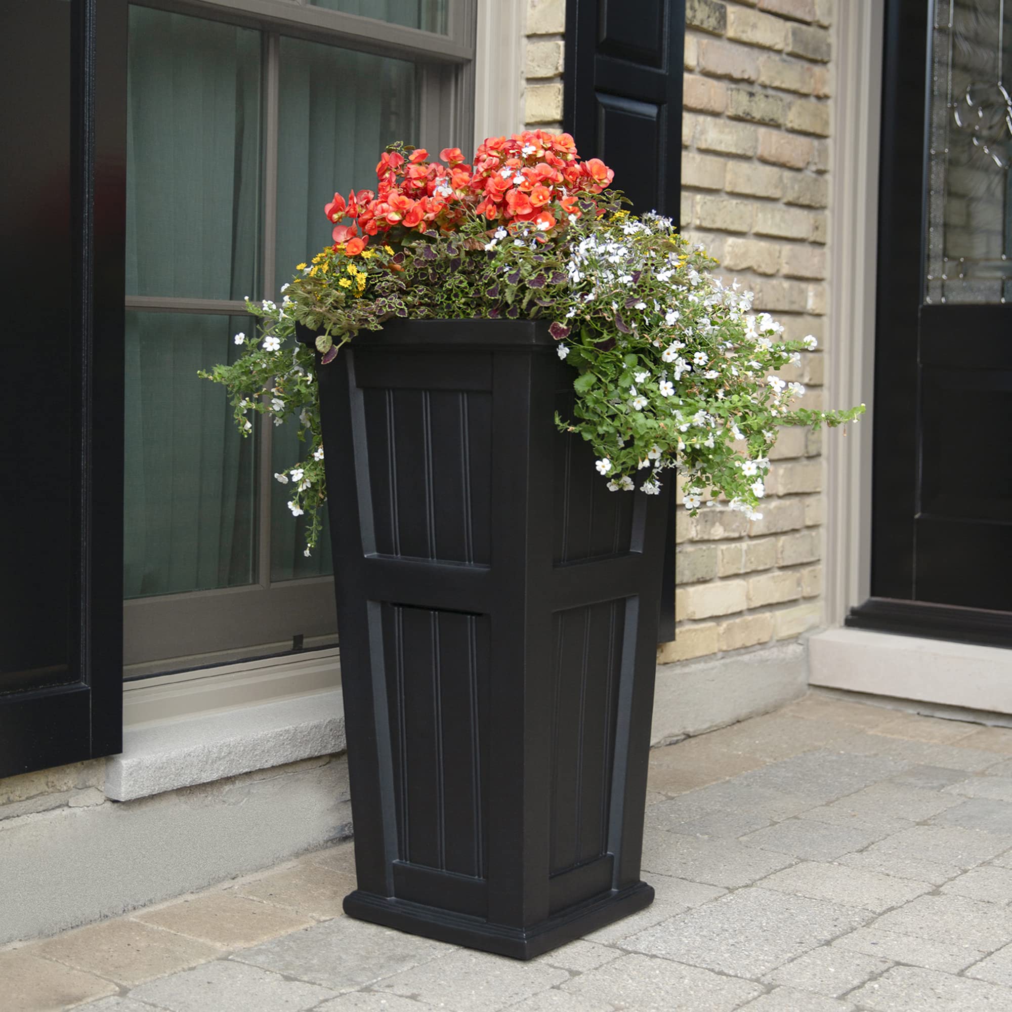 Mayne Cape Cod 32in Tall Planter - Black - 15.5in L x 15.5in W x 32in H - Polyethylene - Built-in Water Reservoir (4843-B) - Image 7