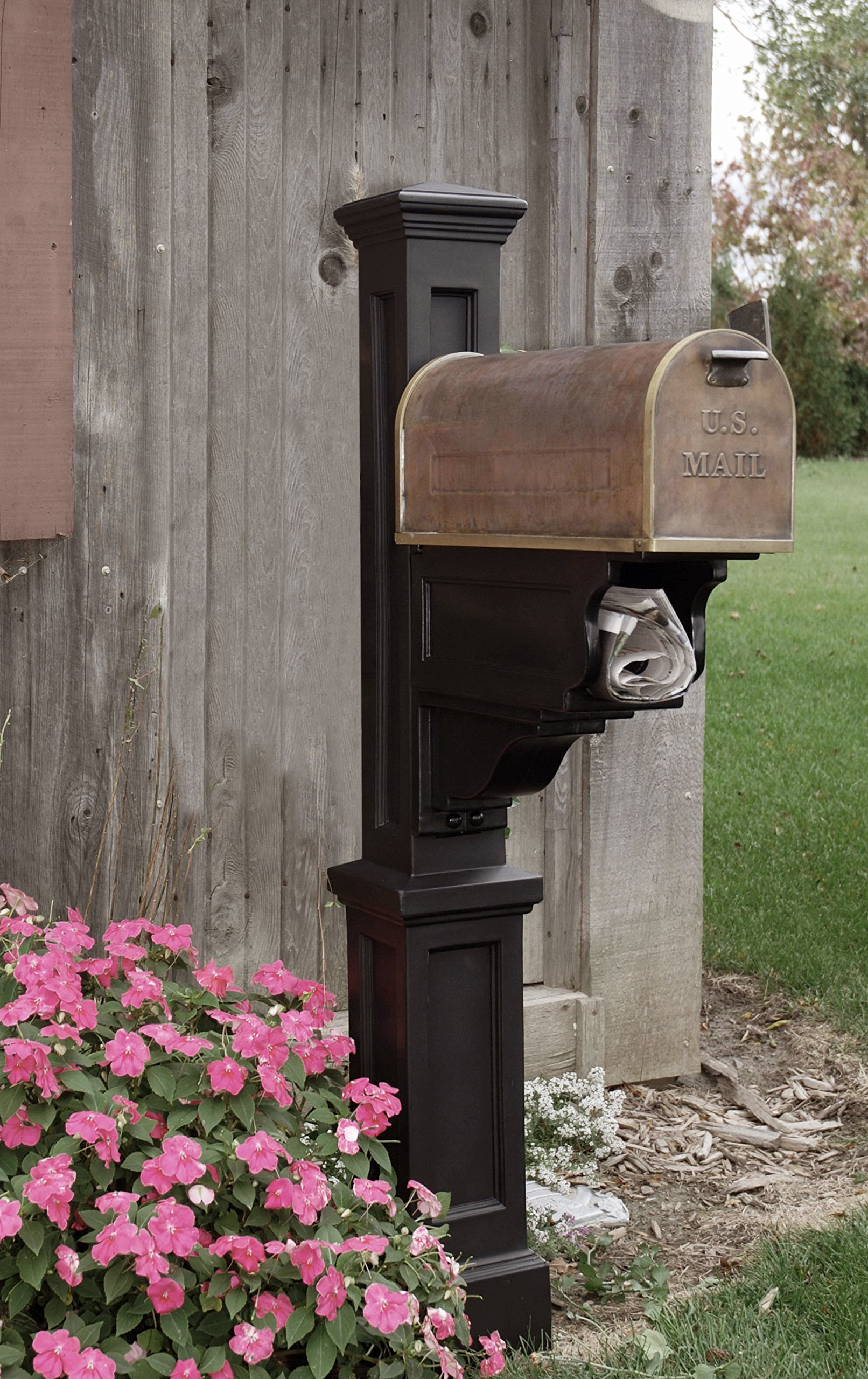 Mayne Dover Single Arm Mail Post - Black - 25.5in x 8in x 56.5in - Standard Post, Arm & Hardware Kit Included (5810-B) - Image 4