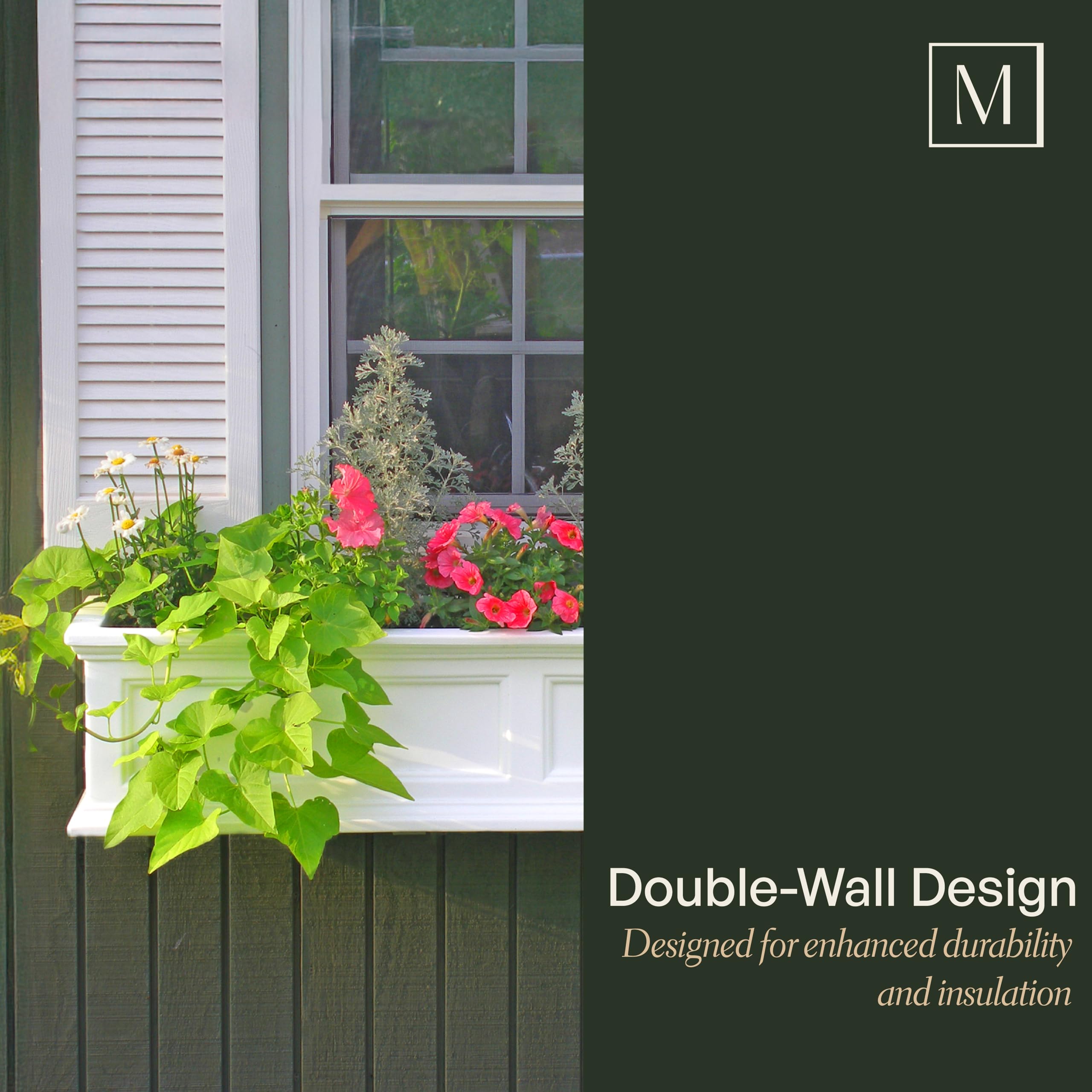 Mayne Fairfield 4ft Window Box, Self Watering Flower Box with Double Wall Design, All Season Fade Resistant Outdoor Window Planter With Steel Mounting Bracket, Black - Image 5