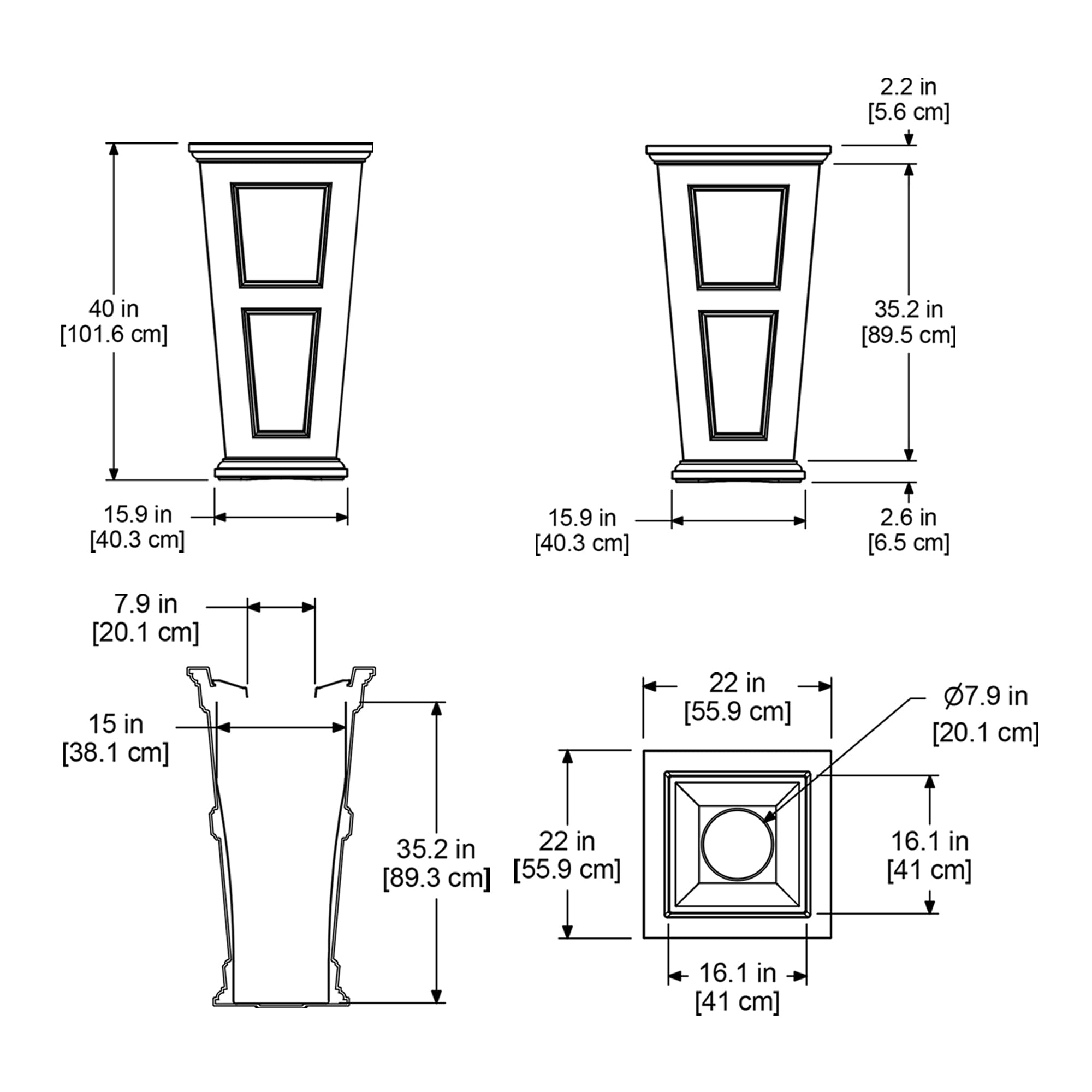 Mayne Inc. Fairfield 40in Tall Waste Bin - Espresso - 22in L x 22in W x 40in H - Made with Polyethylene - 24 Gallons of Capacity (8874-ES) - Image 6