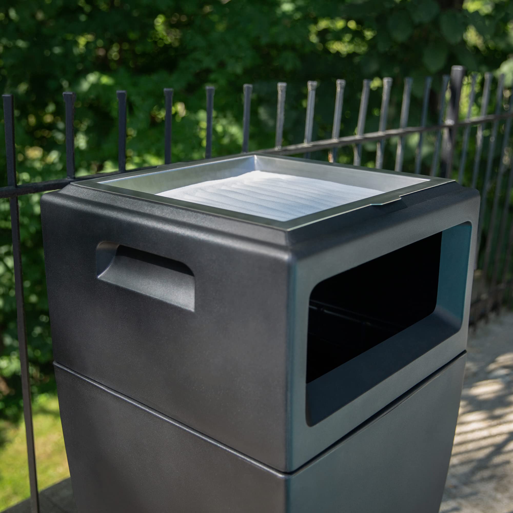 Mayne Kobi 43in Waste Bin w/Metal Ashtray Insert - Black - Removable Liner Included - Storage Capacity: 24 gallons (8842-B) - Image 5