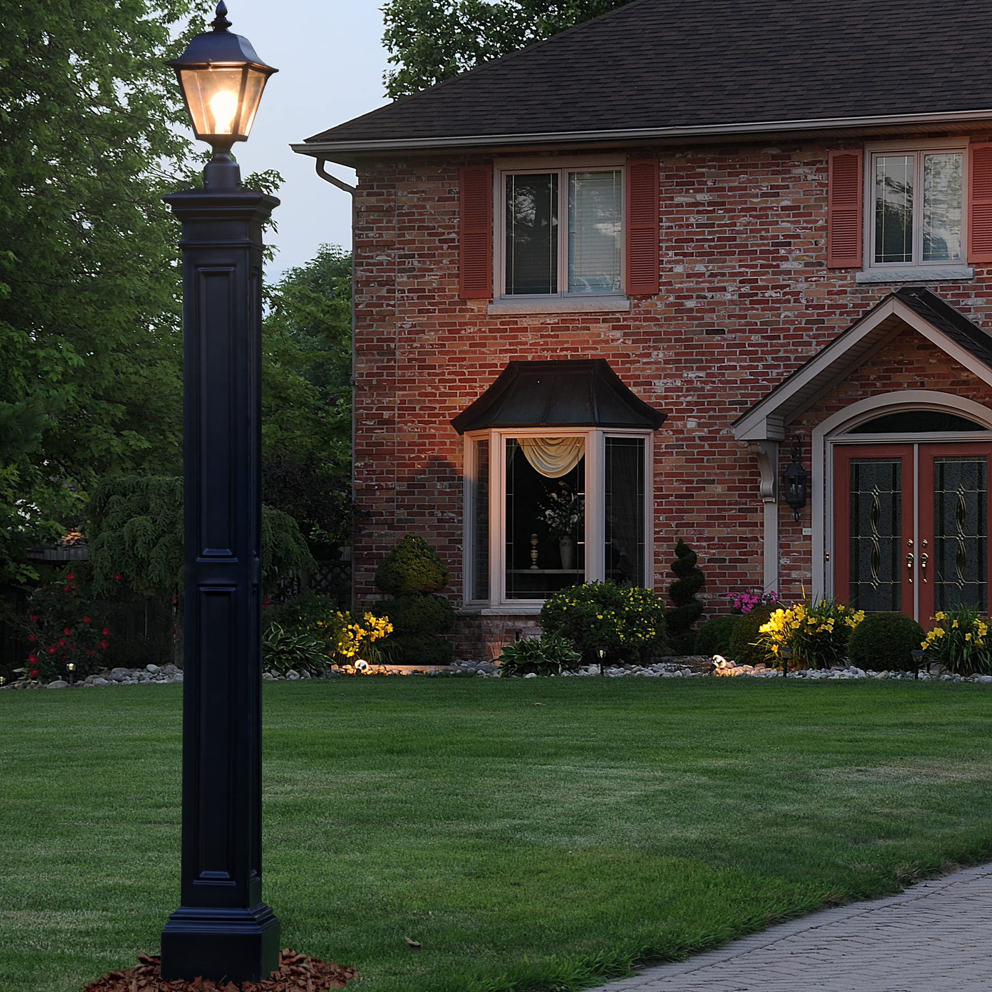 Mayne Liberty Lamp Post - No Mount - Black - 9.5in L x 9.5in W x 72in H - Fade Resistant - Polyethylene Lamp Post (5838-B) - Image 5