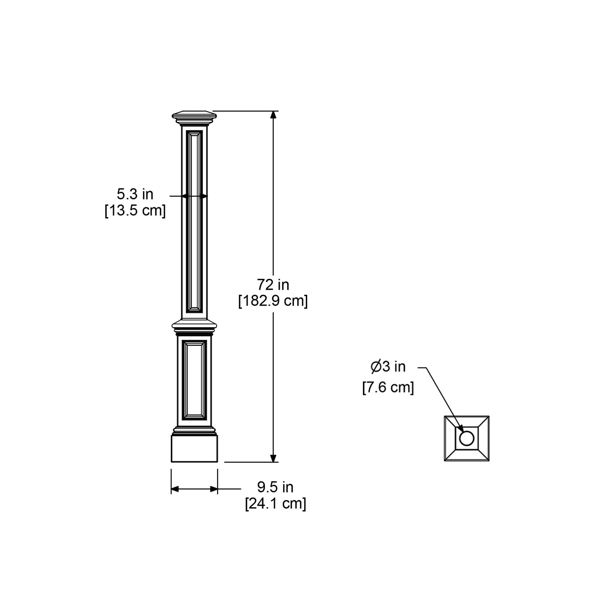 Mayne Signature Lamp Post - Black - Dimensions: 9.5in L x 9.5in W x 72in H - Fade Resistant - Polyethylene Lamp Post (5837-B) - Image 7